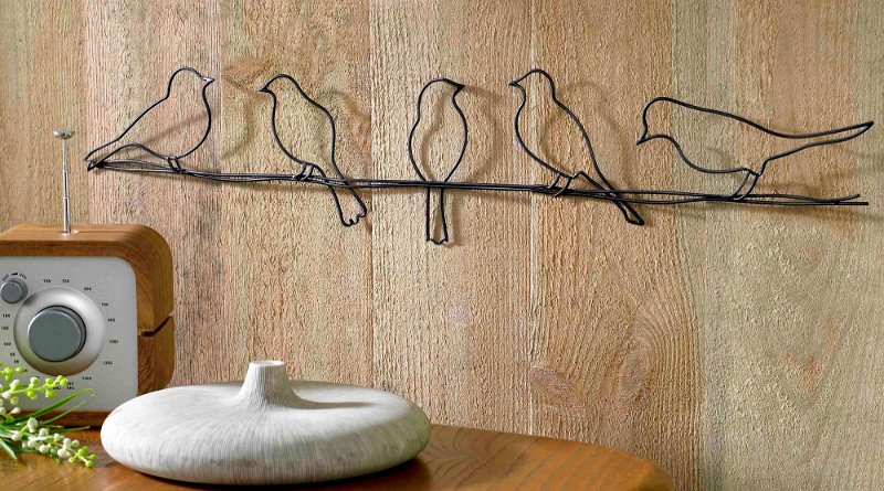 Passarinhos em painel de parede Contornos de pássaros de metal