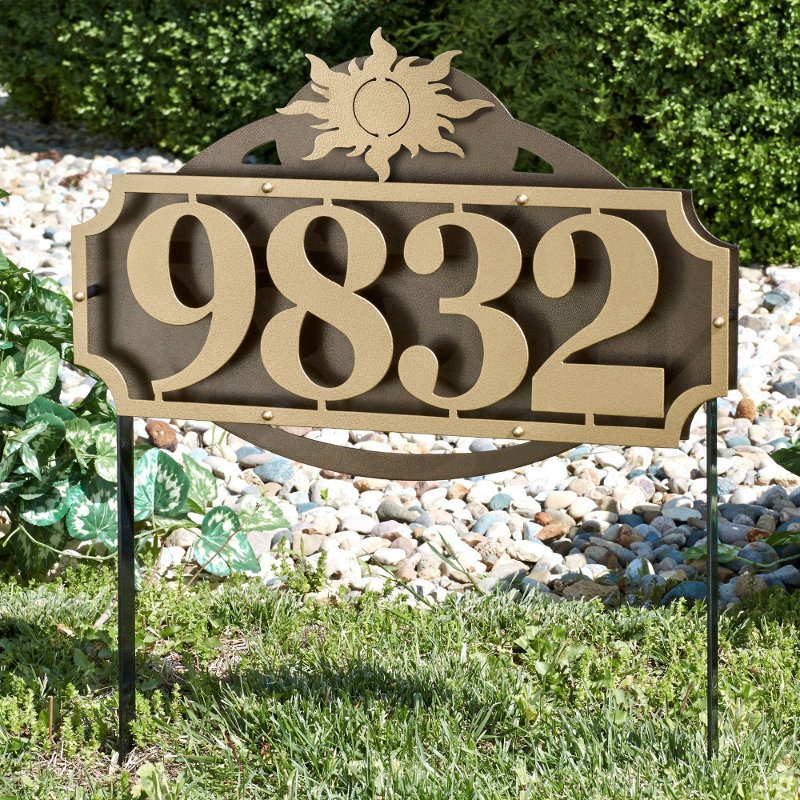 Placa com número de endereço para jardim Placa chique com colunas