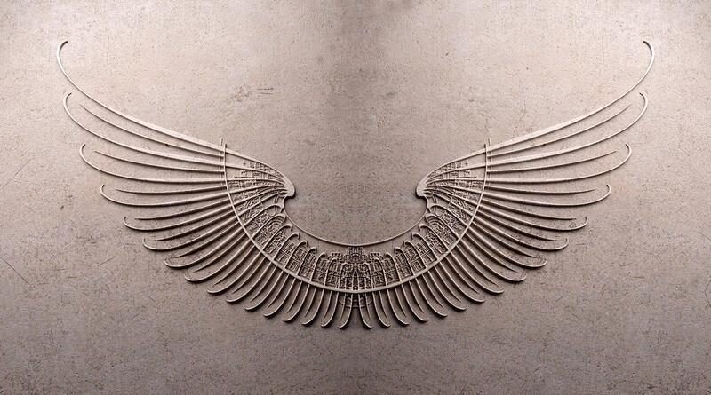 Painel formando par de asas de anjo