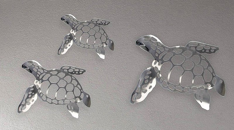 Painel formado por três tartarugas marinhas